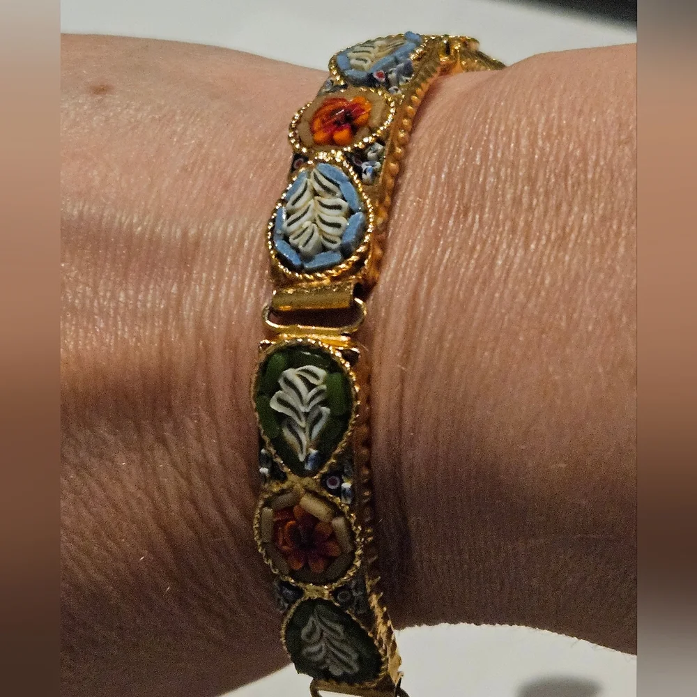 Vintage Italian Micro Mosaic Panel bracelet - Picture 3 of 9